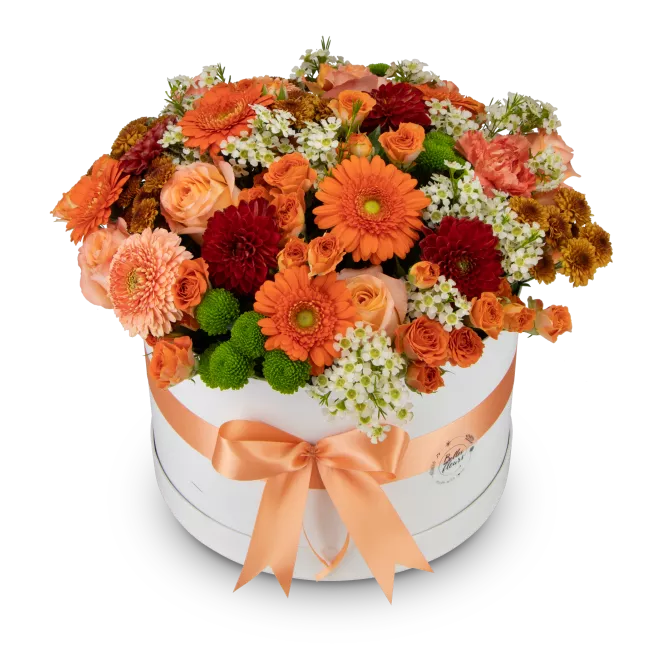 Box oranžových květin